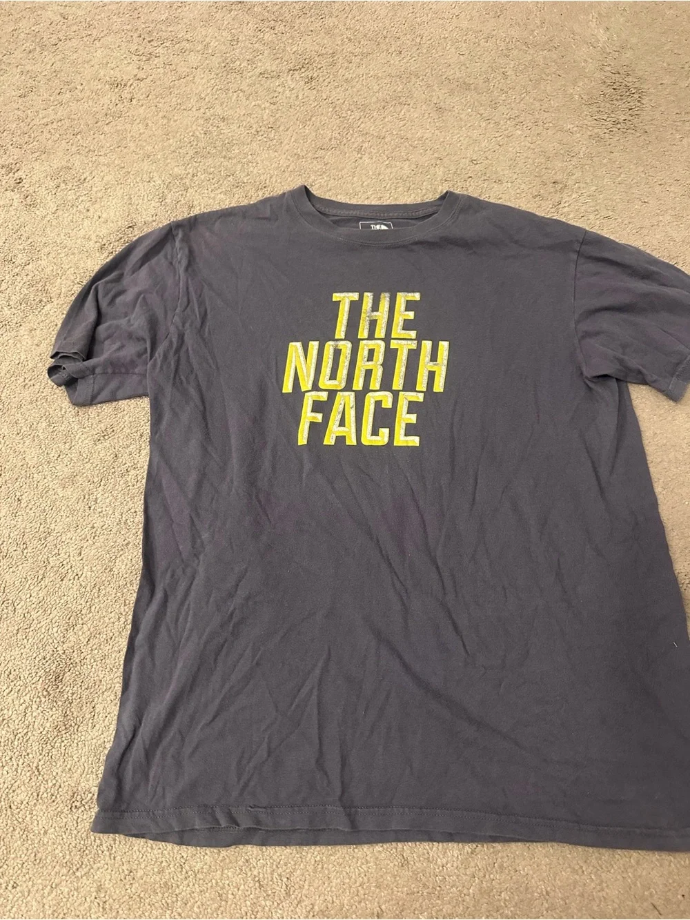 The North Face Men's Short Sleeve Logo Tee - Charcoal with Yellow Graphic